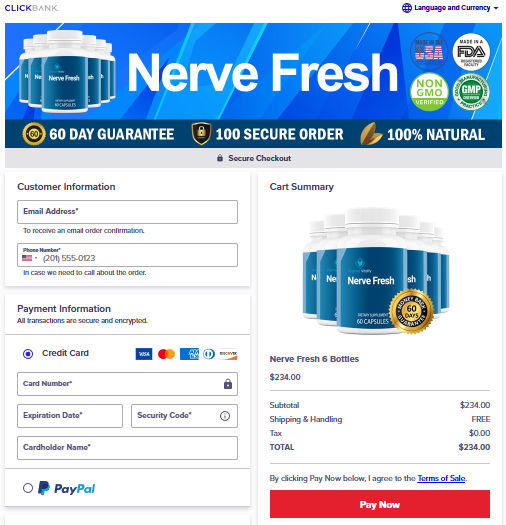 Nerve Fresh Order Page